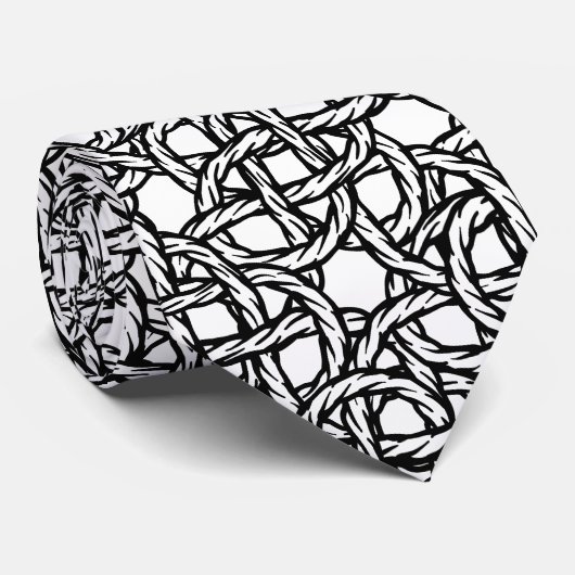 Abstract patroon zwarte en witte touwontwerpnek stropdas (Opgerold)