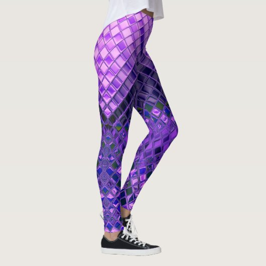 Abstract Patroonblauw en Paarse Ombre Leggings (Rechts)