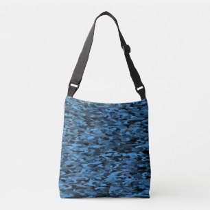 Abstract patroonblauw zwart crossbody tas