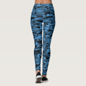 Abstract patroonblauw zwart leggings (Achterkant)