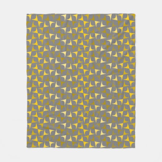 Abstract patroongeel en grijs fleece deken (Voorkant)