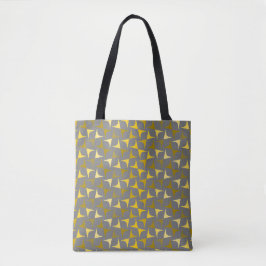 Abstract patroongeel en grijs tote bag