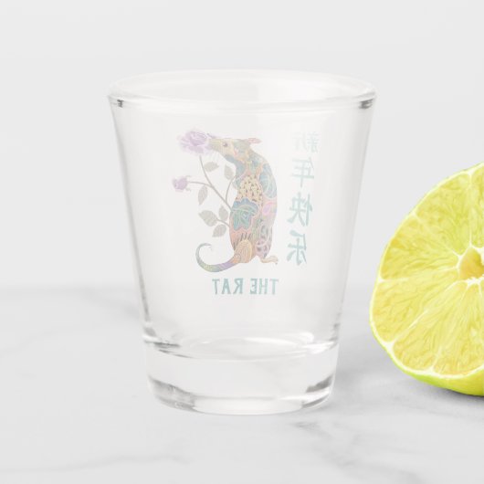 Abstract Patroonjaar met Roos Shot Glas (Achterkant)