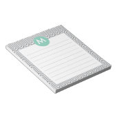 Abstract Patroonmonogram Initiaal in Mint Grey Notitieblok (Schuin)
