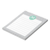 Abstract Patroonmonogram Initiaal in Mint Grey Notitieblok (Linkerzijde)