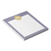 Abstract Patroonmonogram Initiaal in Navy Mint Notitieblok (Schuin)