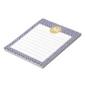 Abstract Patroonmonogram Initiaal in Navy Mint Notitieblok (Linkerzijde)