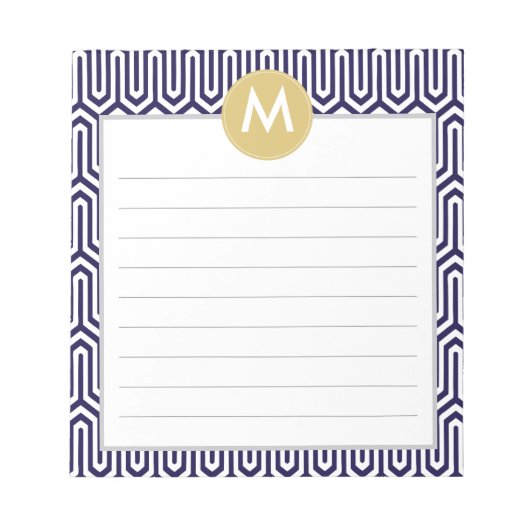 Abstract Patroonmonogram Initiaal in Navy Mint Notitieblok (Voorkant)
