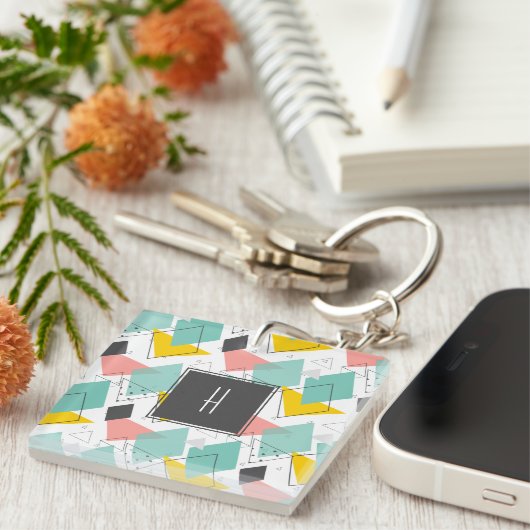 Abstract Patroonmonogram van 90 kleuren Foto Sleutelhanger (Voorkant Rechts)