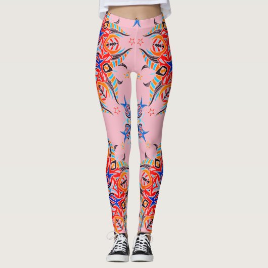 Abstract patroonontwerp (Bleek roze) Leggings (Voorkant)