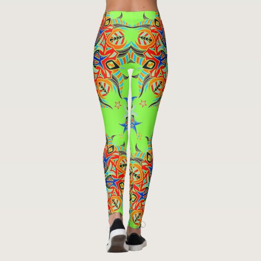 Abstract patroonontwerp (kalkgroen) leggings (Achterkant)