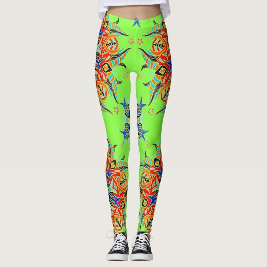 Abstract patroonontwerp (kalkgroen) leggings (Voorkant)