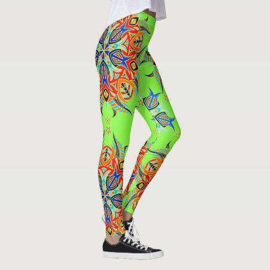 Abstract patroonontwerp (kalkgroen) leggings (Rechts)
