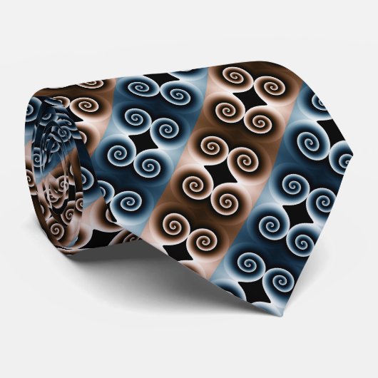 Abstract patroonpatroon van Navy en Gold Spiral Stropdas (Opgerold)