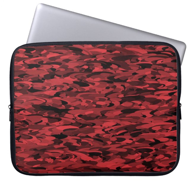 Abstract patroonrood zwart laptop sleeve (Voorkant)