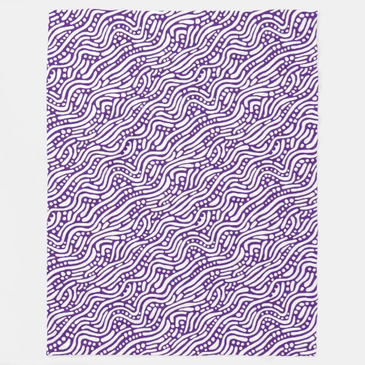 Abstract Pattern 110523 - White on Royal Paars Fleece Deken (Voorkant)