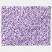 Abstract Pattern 110523 - White on Royal Paars Fleece Deken (Voorkant (Horizontaal))