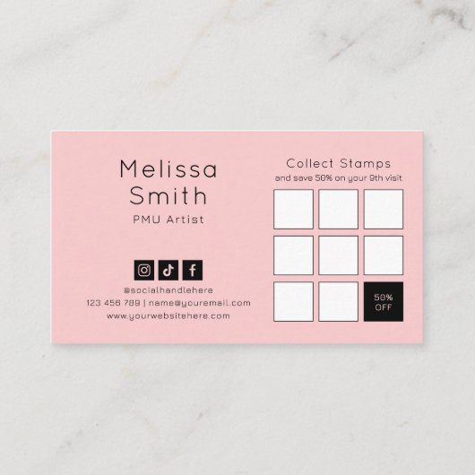 Abstract Pattern Blush Pink Makeup Artist Lashes Klantenkaartje (Achterkant)