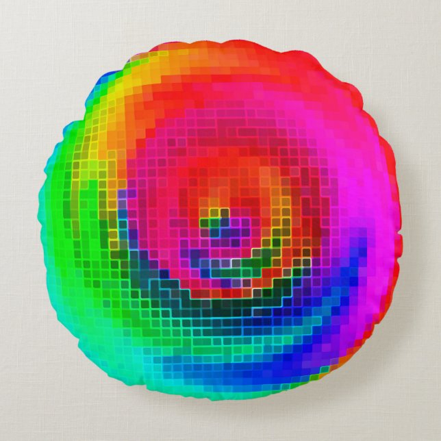 abstract pattern, multicolored geometric wallpaper rond kussen (Voorkant)