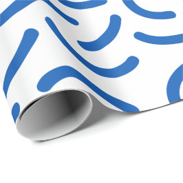 Abstract pattern of thick, wavy blue lines cadeaupapier