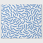 Abstract pattern of thick, wavy blue lines cadeaupapier (Vlak)