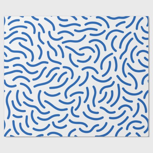 Abstract pattern of thick, wavy blue lines cadeaupapier (Vlak)
