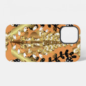 abstract pattern on orange yellow background with iPhone hoesje (Achterkant horizontaal)