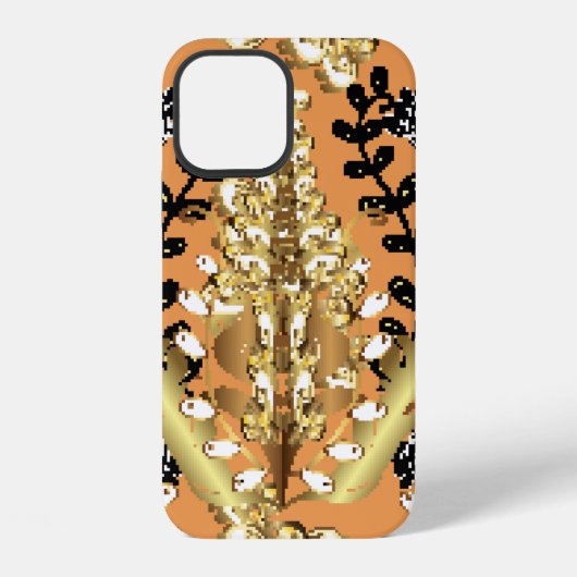 abstract pattern on orange yellow background with iPhone hoesje (Achterkant)