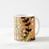 abstract pattern on orange yellow background with  koffiemok (Voorkant rechts)