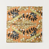 abstract pattern on orange yellow background with  wandkleed (Voorkant (horizontaal))