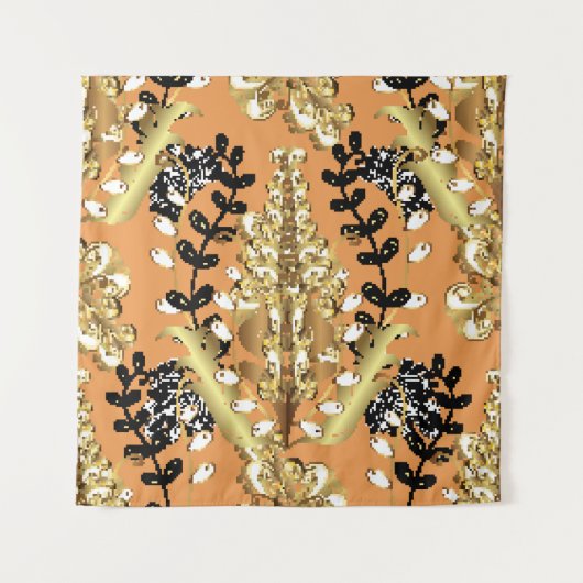 abstract pattern on orange yellow background with  wandkleed (Voorkant)