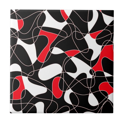 Abstract pattern - red, black and white. tegeltje (Voorkant)