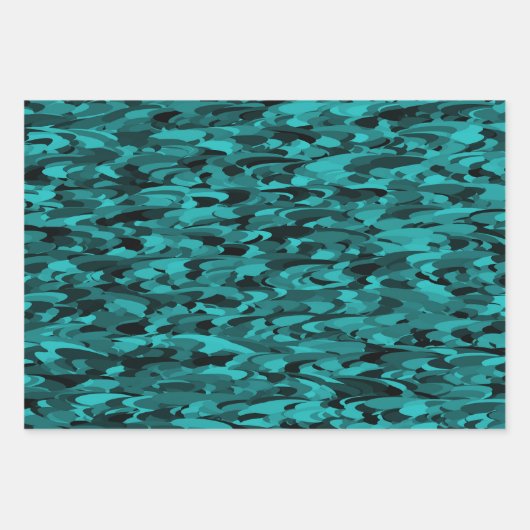 Abstract Pattern Teal Black Inpakpapier Vel (Voorkant 3)