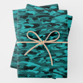 Abstract Pattern Teal Black Inpakpapier Vel (In situ)