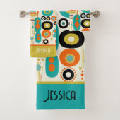 Abstract Pattern Vibrant Mid Century Modern Name  Bad Handdoek (Insitu)