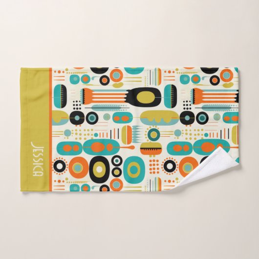 Abstract Pattern Vibrant Mid Century Modern Name  Bad Handdoek (Handdoek)