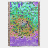 Abstract Pauw Chrysanthemum Gebreide Deken (Voorkant Verticaal)