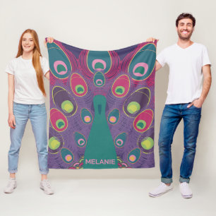 Abstract Pauw Paars Moderne Kunst Persoonlijk Fleece Deken