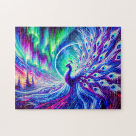 Abstract Pauwen in de Winter met Aurora Legpuzzel