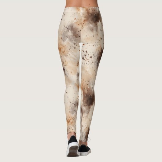 Abstract Peach Cream Brown Leggings (Achterkant)