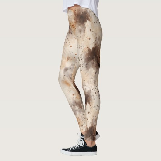 Abstract Peach Cream Brown Leggings (Links)