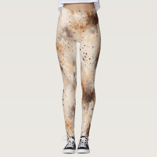 Abstract Peach Cream Brown Leggings (Voorkant)