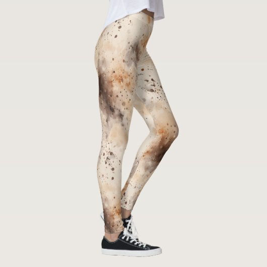 Abstract Peach Cream Brown Leggings (Rechts)