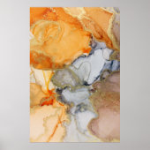 Abstract   Peach Oranje Gold Alcohol Ink Poster (Voorkant)