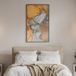 Abstract Peach Oranje Gold Alcohol Ink Poster
