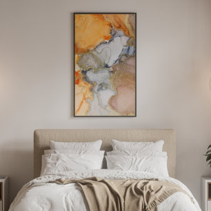 Abstract   Peach Oranje Gold Alcohol Ink Poster