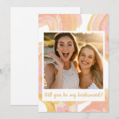 Abstract Peach Yellow Photo Bridesmaid Voorstel Kaart (Voorkant / Achterkant)