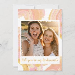 Abstract Peach Yellow Photo Bridesmaid Voorstel Kaart
