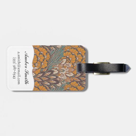 Abstract Peacock Feather Pattern Bagagelabel (Achterkant horizontaal)