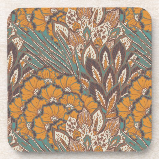 Abstract Peacock Feather Pattern Bier Onderzetter (Voorkant)